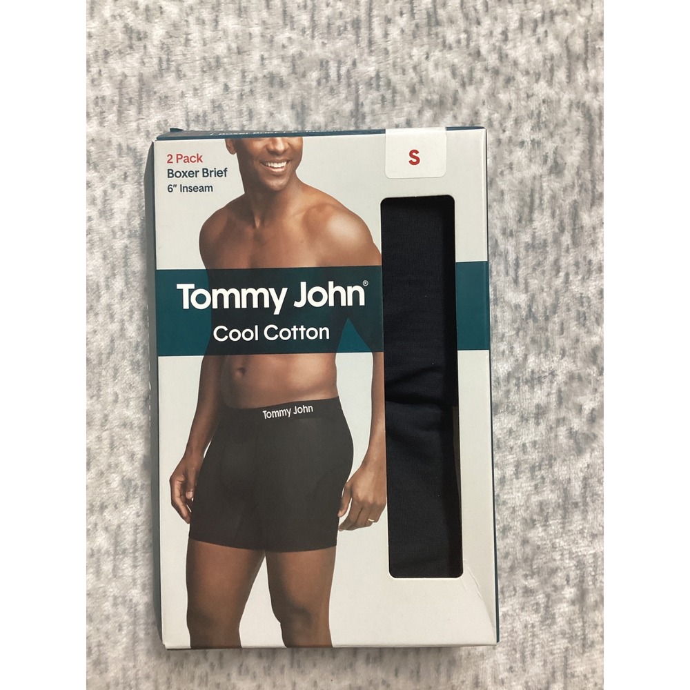 Tommy John Cool Cotton Boxer Briefs 2 Pack Black Size Small 6"Inseam 10033471060